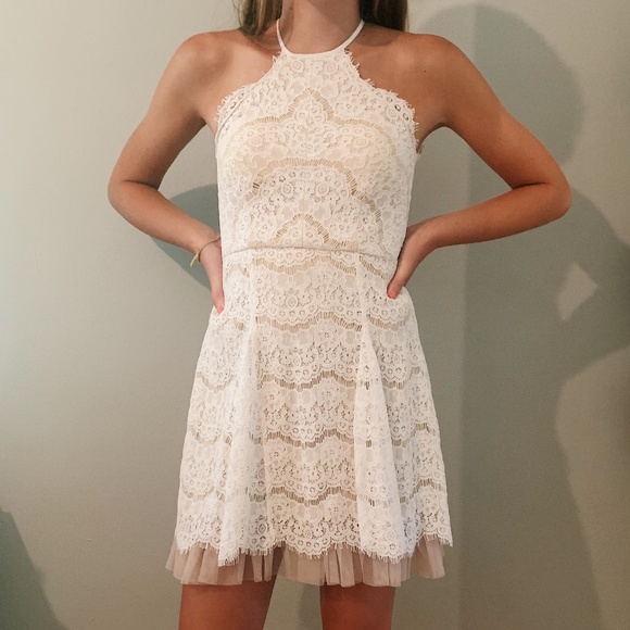 White Lace Halter Dress - Picture 1 of 2
